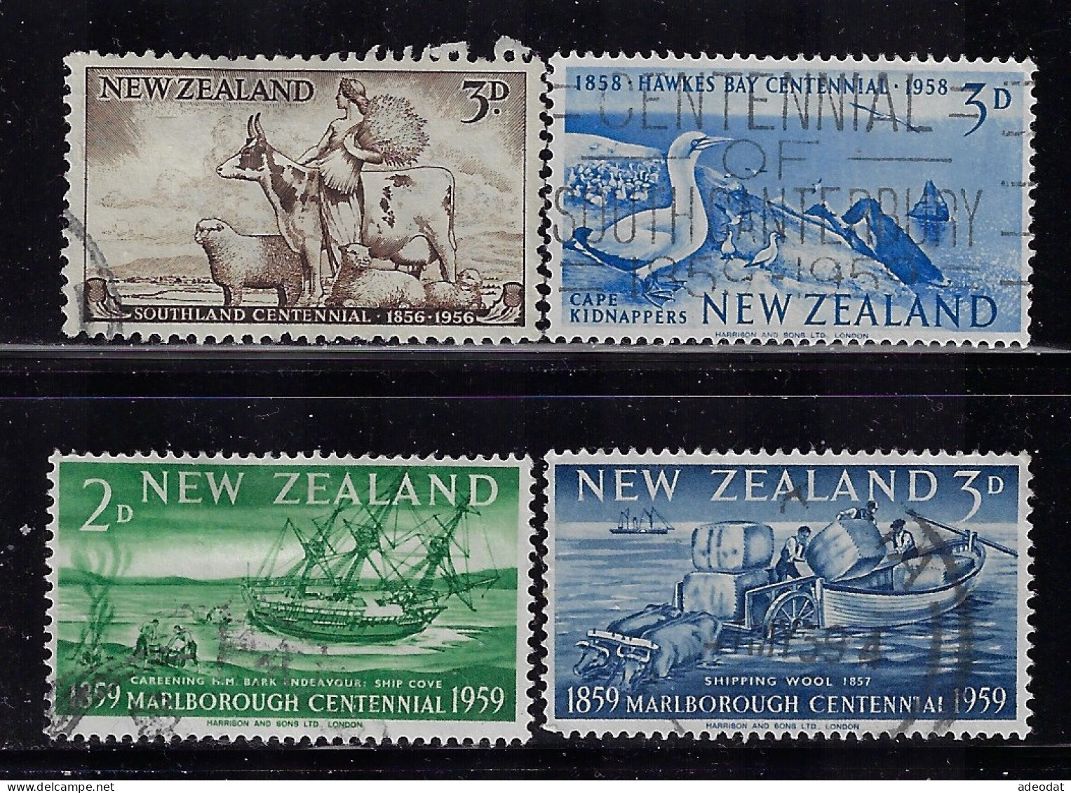 NEW ZEALAND 1956-1959 SCOTT #314,324,327,328 USED - Used Stamps