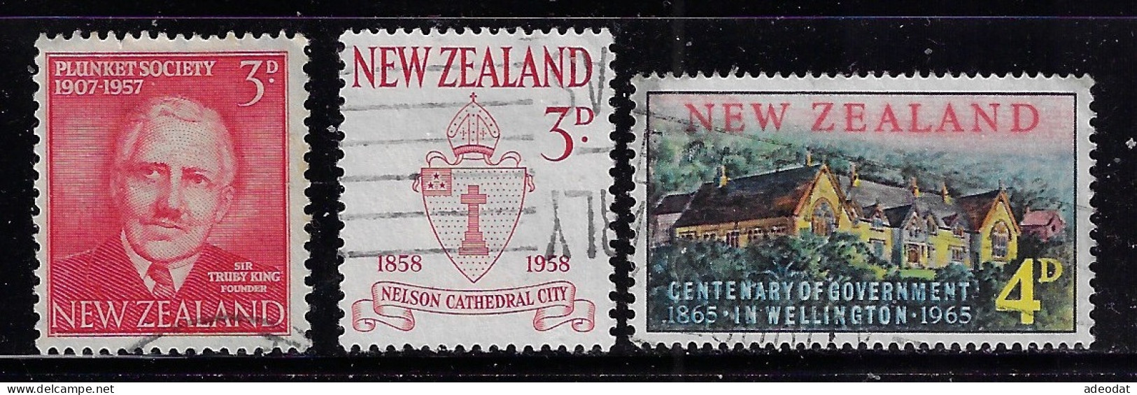 NEW ZEALAND 1957,1958,1965 SCOTT #318,322,372 USED - Used Stamps