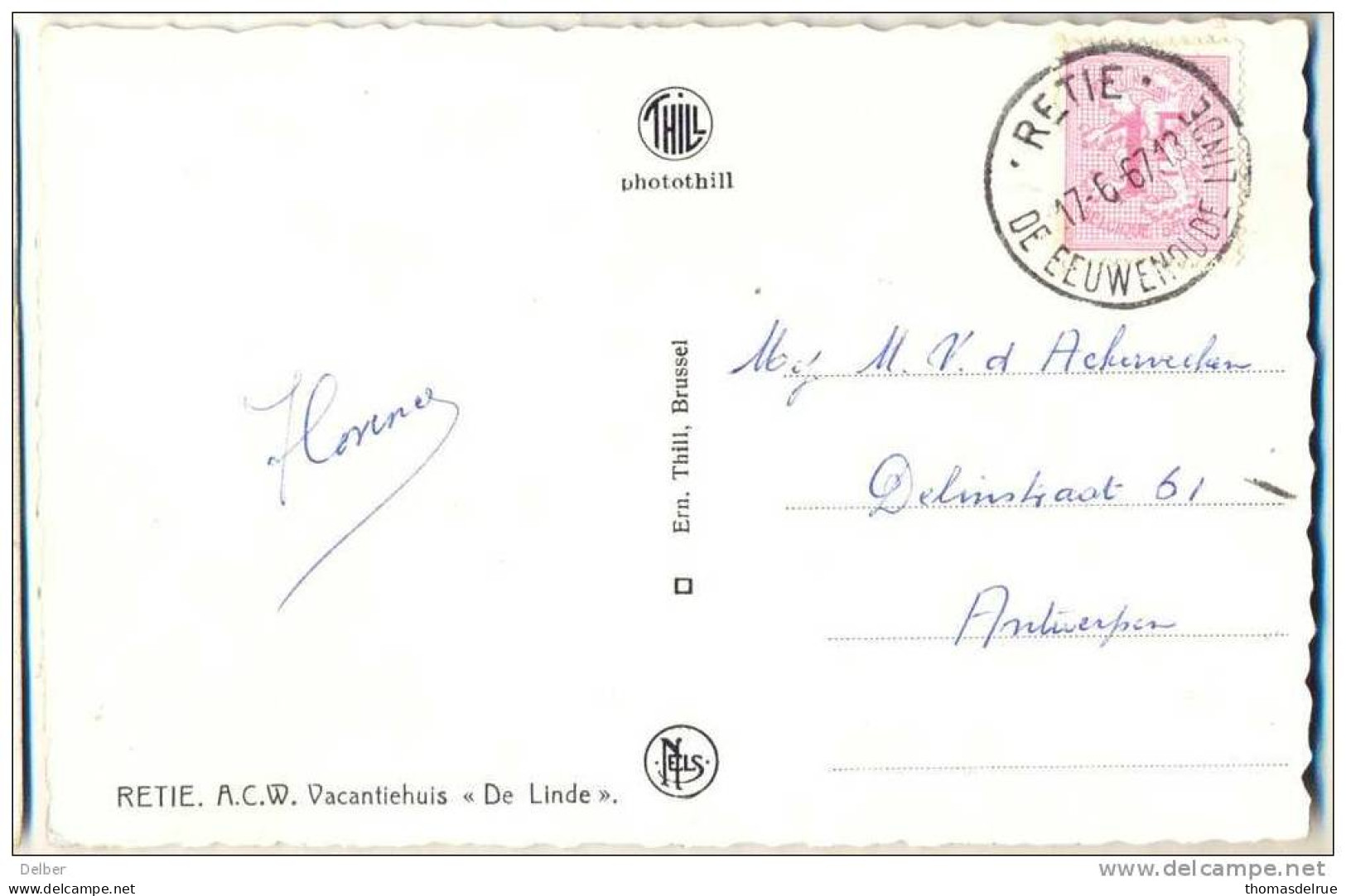 _F223:RETIE A.C.W. Vacantiehuis "De Linde " Verstuurd: RETIE DE EEUWENOUDE LINDE - Retie