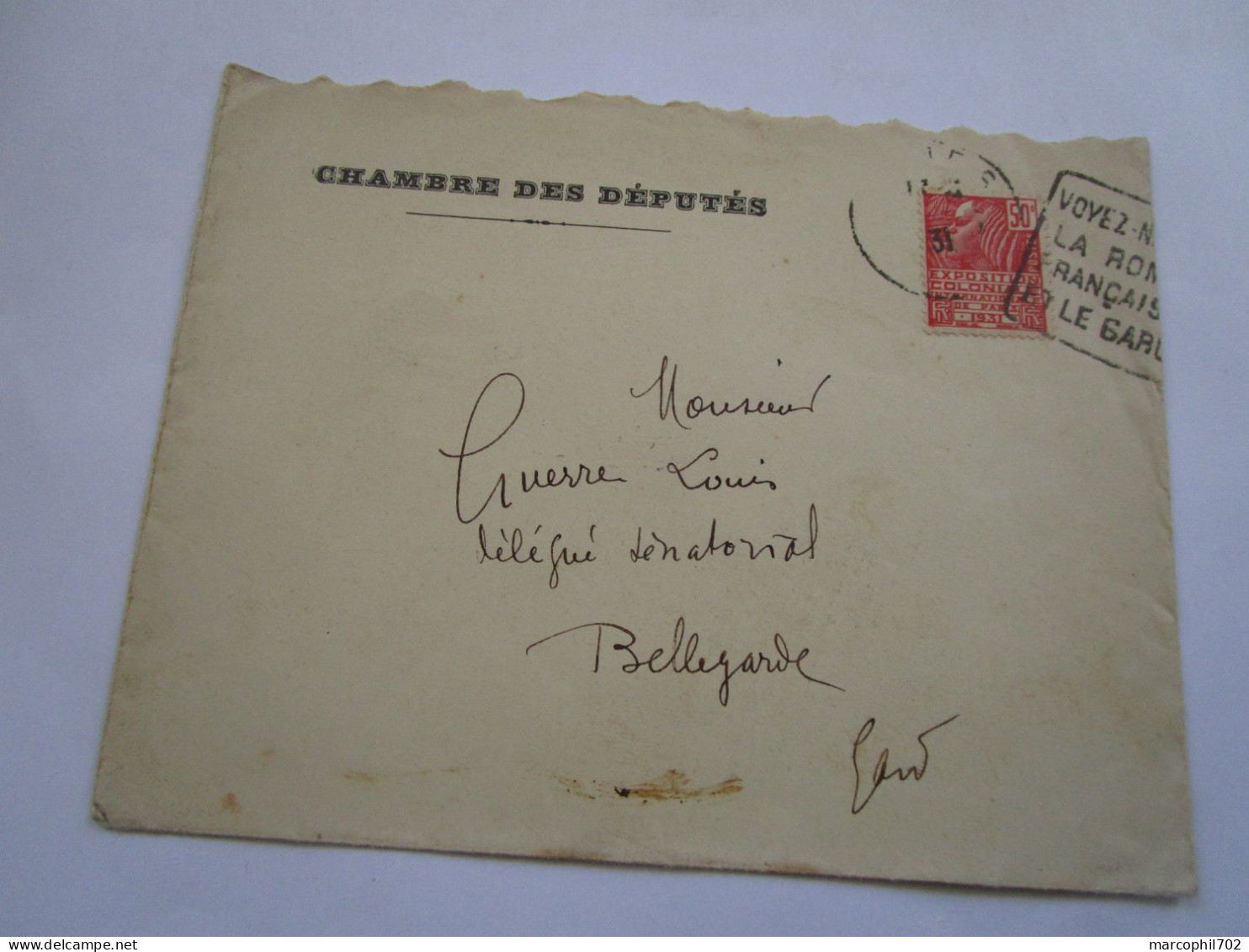 Autographe De Bazile Nimes Profession De Foi Discour De 1931 Enveloppe Chambre Des Deputés - Personaggi Storici
