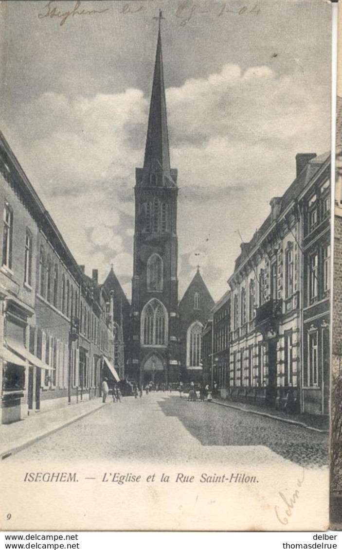 Nd48: 9 ISEGHEM L'Eglise Et La Rue Saint Hilton - Izegem