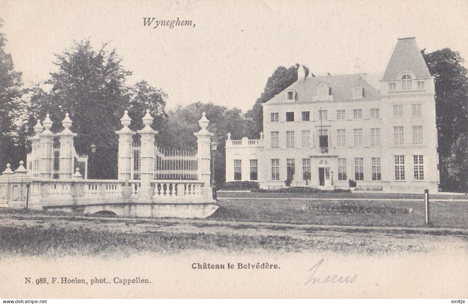 WIJNEGEM 1904 KASTEEL CHATEAU LE BELVEDERE MET SLOTGRACHT - HOELEN KAPELLEN 988 - Wijnegem