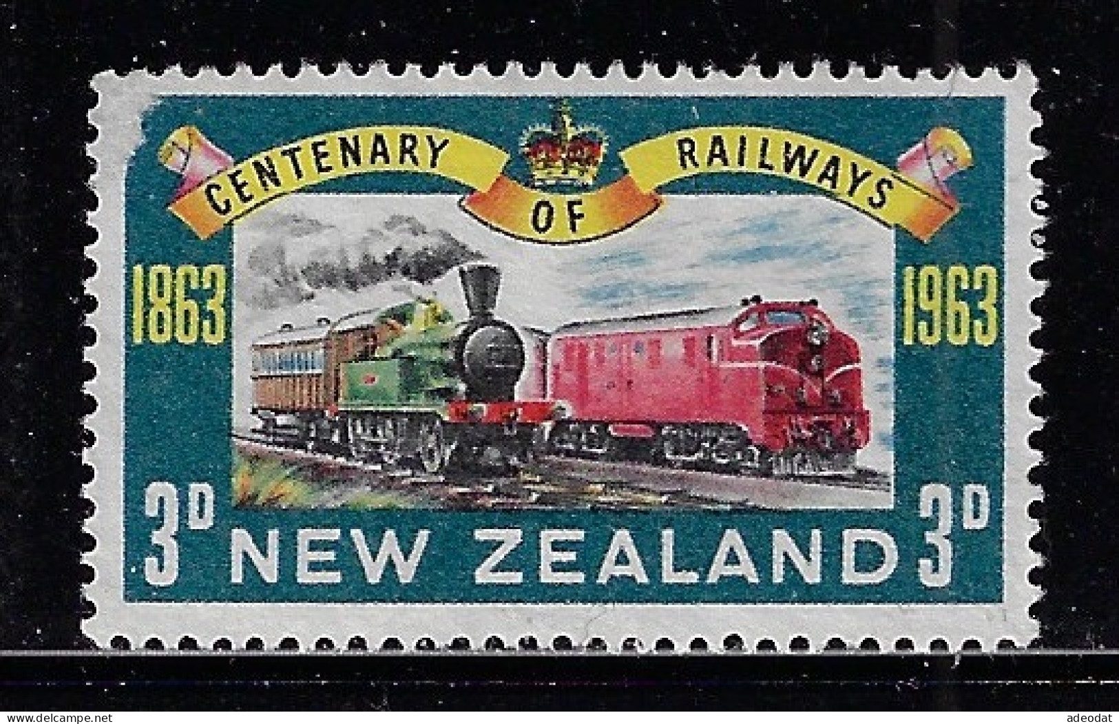 NEW ZEALAND 1963 CENTENARY OF NZ RAILWAYS SCOTT #362 MNH - Unused Stamps