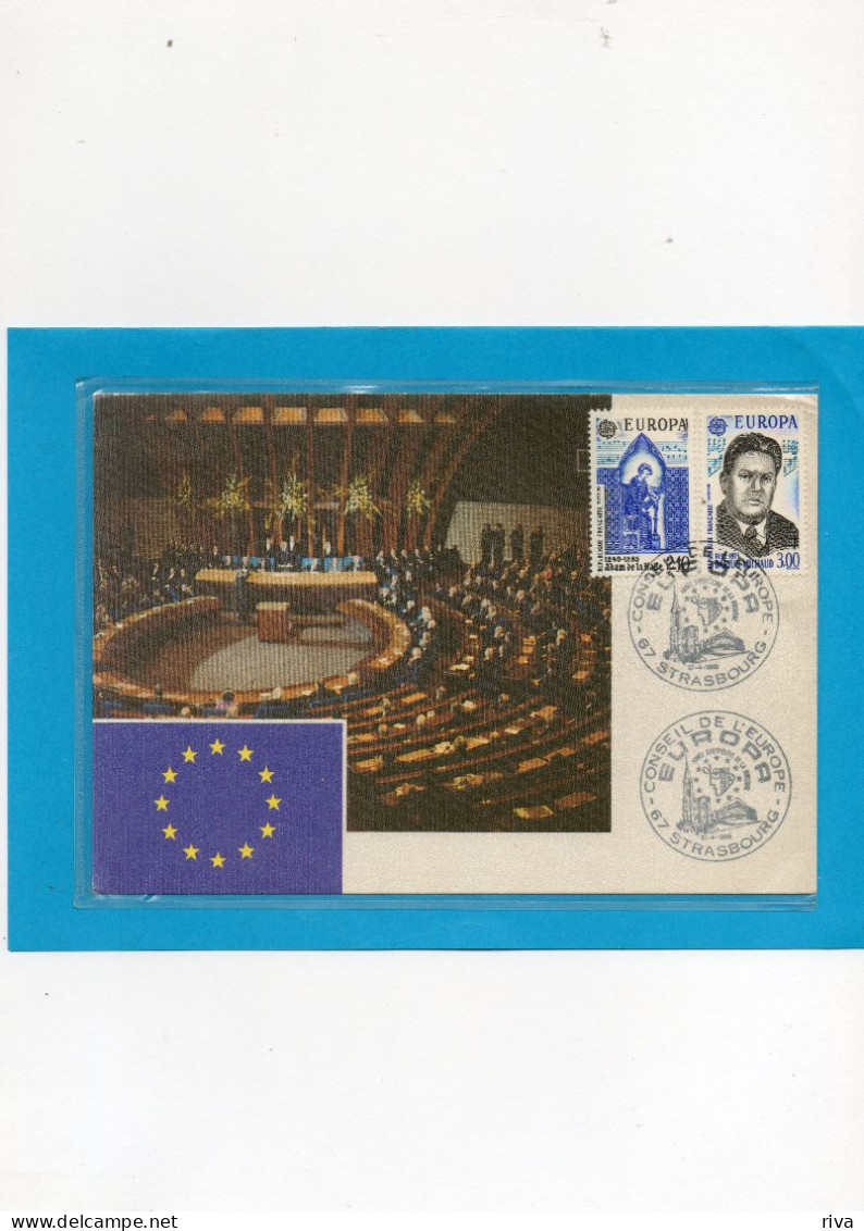 Grande Carte Avec 2 Valeurs De 1985 .( Conseil De L'Europe EUROPA .) - Collections (sans Albums)