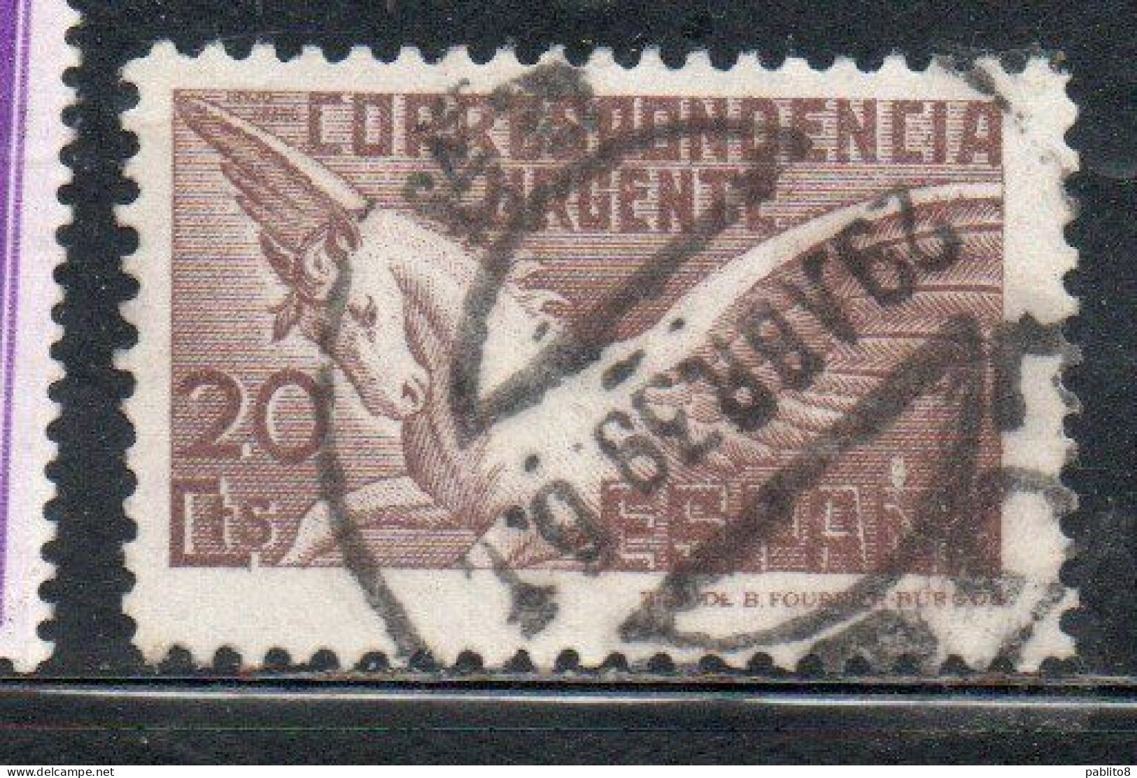 SPAIN ESPAÑA SPAGNA 1939 1942 EXPRESS ESPRESSO PEGASO CORRISPONDENCIA URGENTE CENT. 20c USED USATO OBLITERE' - Expres