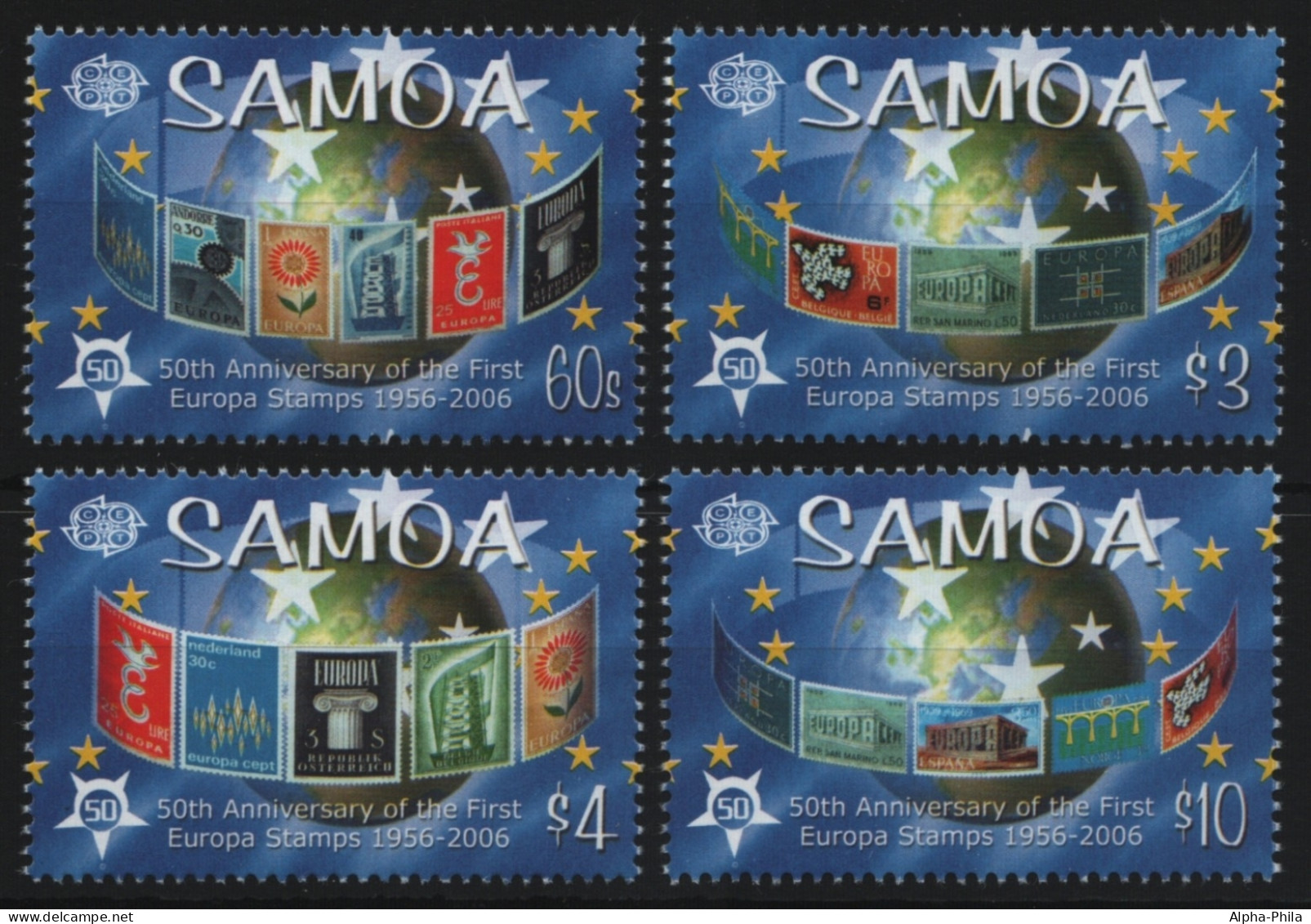 Samoa 2005 - Mi-Nr. 1020-1023 ** - MNH - 50 Jahre Europamarken - Amerikanisch-Samoa