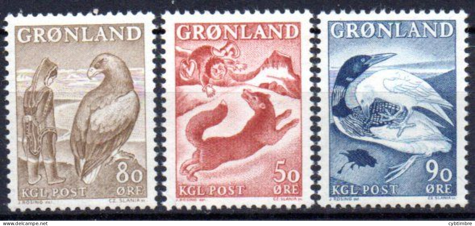 Groenland:: Yvert N° 56/58**; MNH; Renard, Aigle; Corbeau; Cote 8€ - Ongebruikt