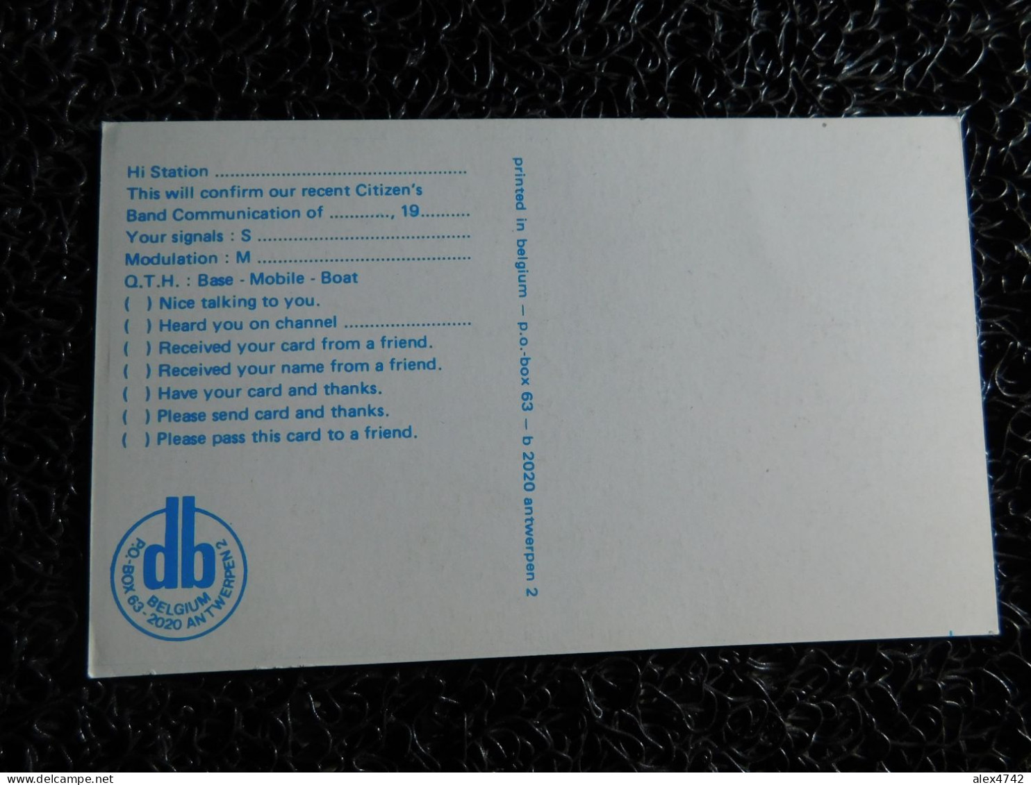 J.R. Head Dealer Db-cards, Antwerpen, Belgium (D20) - CB