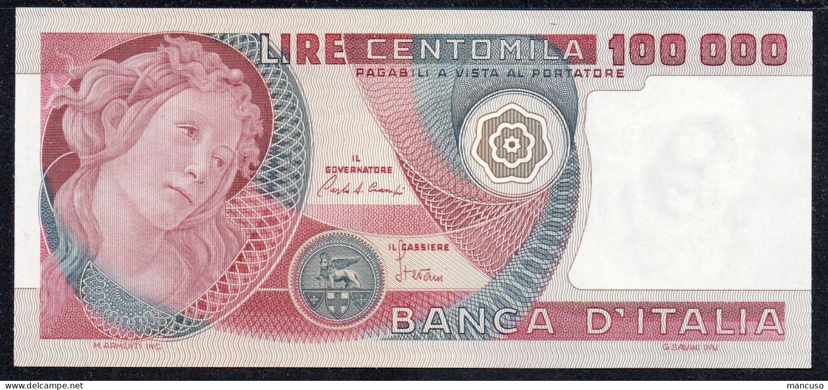 BANCONOTA DA LIRE 100.000 BOTTICELLI  10.05.1982  QFDS - 100000 Lire