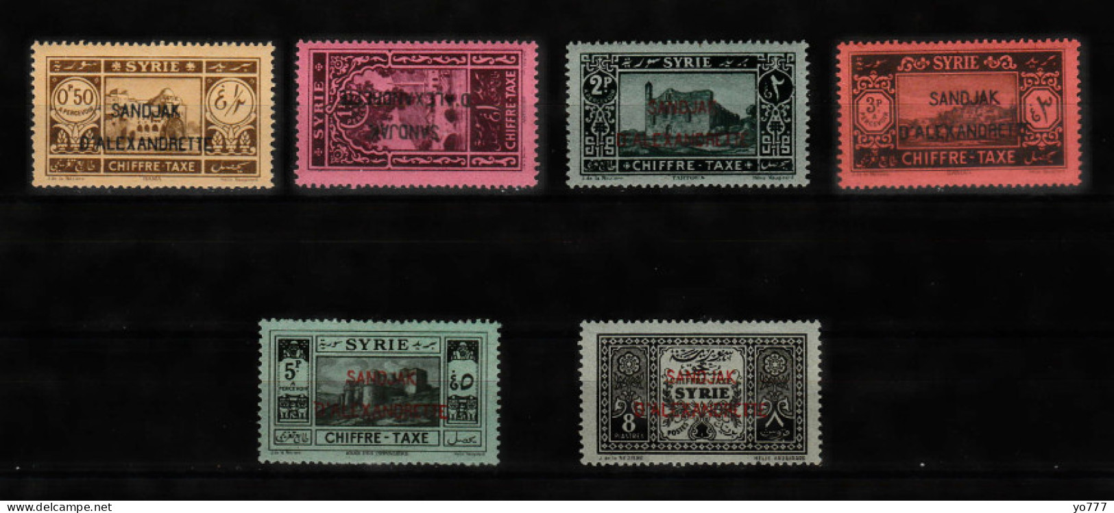 (H-P001/6) 1938 SANDJAK D'ALEXANDRETTE OVERPRINT ON SYRIA POSTAGE TAXE STAMPS SET MNH** - 1934-39 Sandjak D'Alexandrette & Hatay