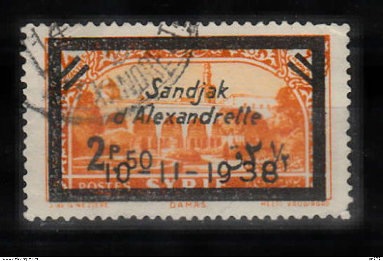 (H-023) 1938 SURCHARGE SANDJAK D'ALEXANDRETTE STAMPS ATATURK MORNING WITH BLACK FRAME USED - 1934-39 Sandschak Alexandrette & Hatay
