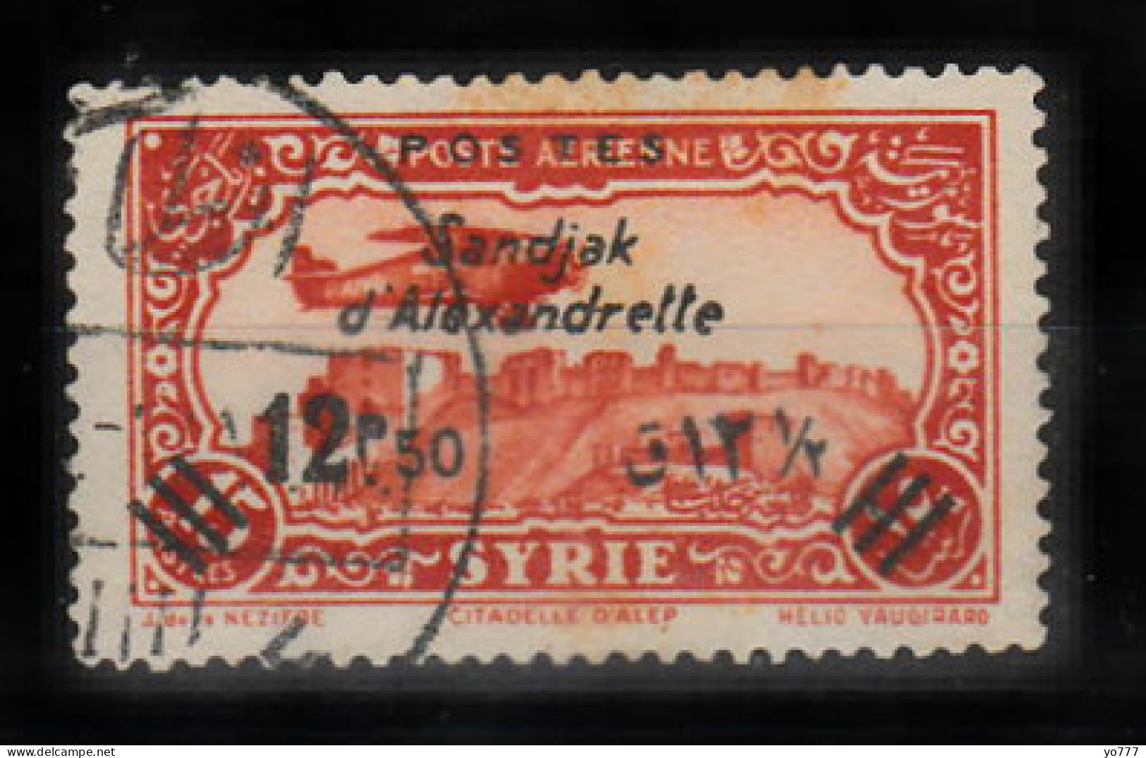 (H-012) 1938 HATAY STAMPS WITH BLACK SANDJAK D'ALEXANDRETTE SURCHARGE ON SYRIA POSTAGE AIRPOST STAMPS USED - 1934-39 Sandschak Alexandrette & Hatay
