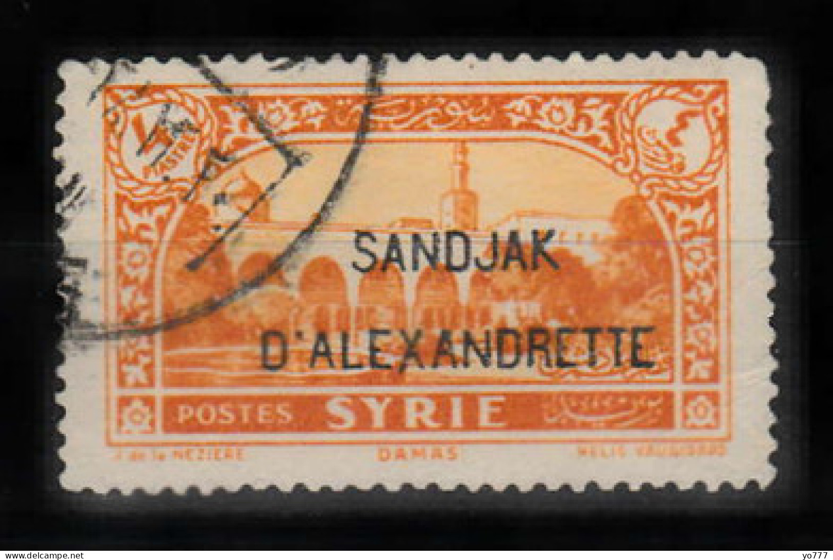 (H-08) 1938 HATAY STAMPS WITH RED AND BLACK SANDJAK D'ALEXANDRETTE OVERPRINT ON SYRIA POSTAGE STAMPS USED - 1934-39 Sandschak Alexandrette & Hatay