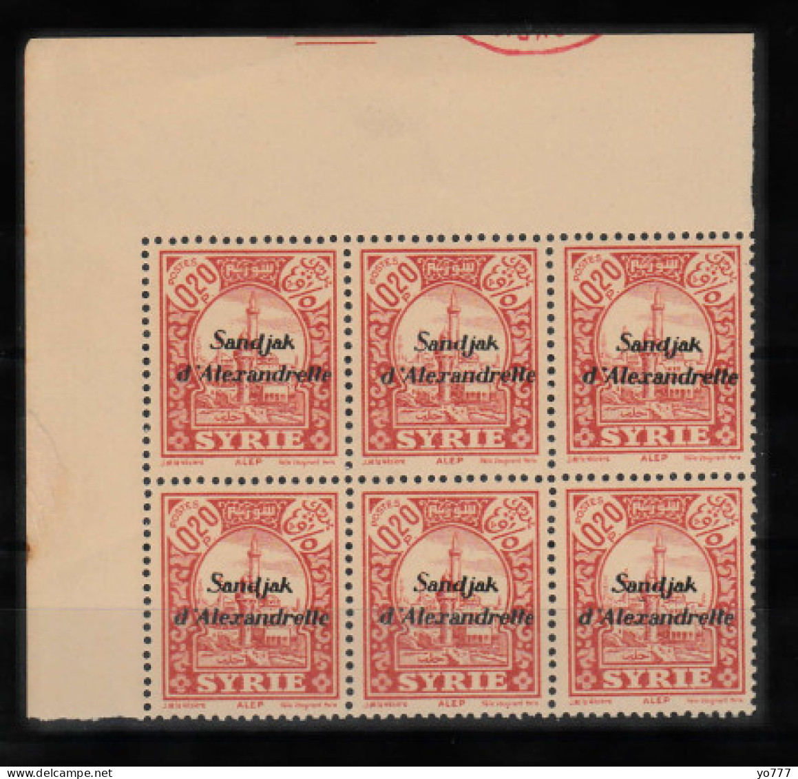 (H-02) 1938 HATAY STAMPS WITH RED AND BLACK SANDJAK D'ALEXANDRETTE OVERPRINT ON SYRIA POSTAGE STAMPS SHEET MNH** - 1934-39 Sandjak D'Alexandrette & Hatay