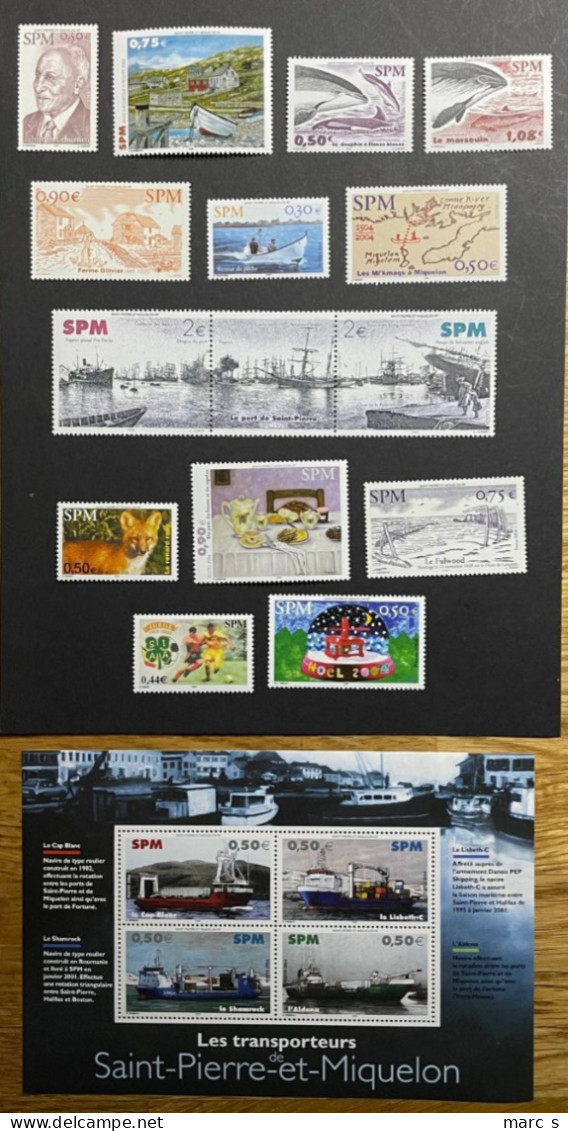 SPM 2004 - NEUF**/MNH - LUXE - Année Complète Avec YT 810 / 828 + BF 10 + PA 84 Mais Sans  YT 819 - Komplette Jahrgänge