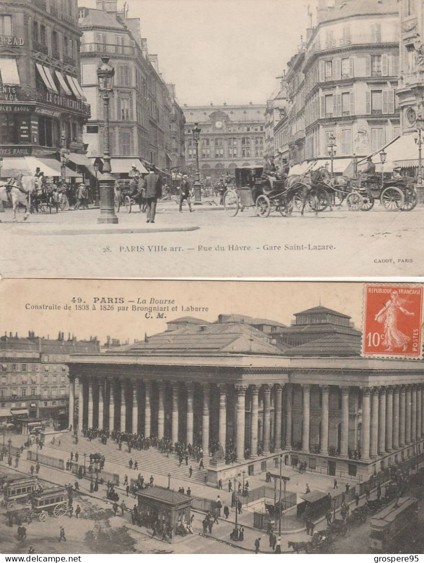 GARE SAINT LAZARE RUE DU HAVRE 1905 PEU COURANTE + LA BOURSE - Métro Parisien, Gares