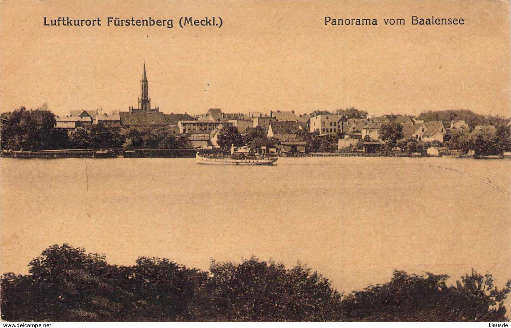 Fürstenberg - Panorama Vom Baalensee Gel.1919 - Fuerstenberg