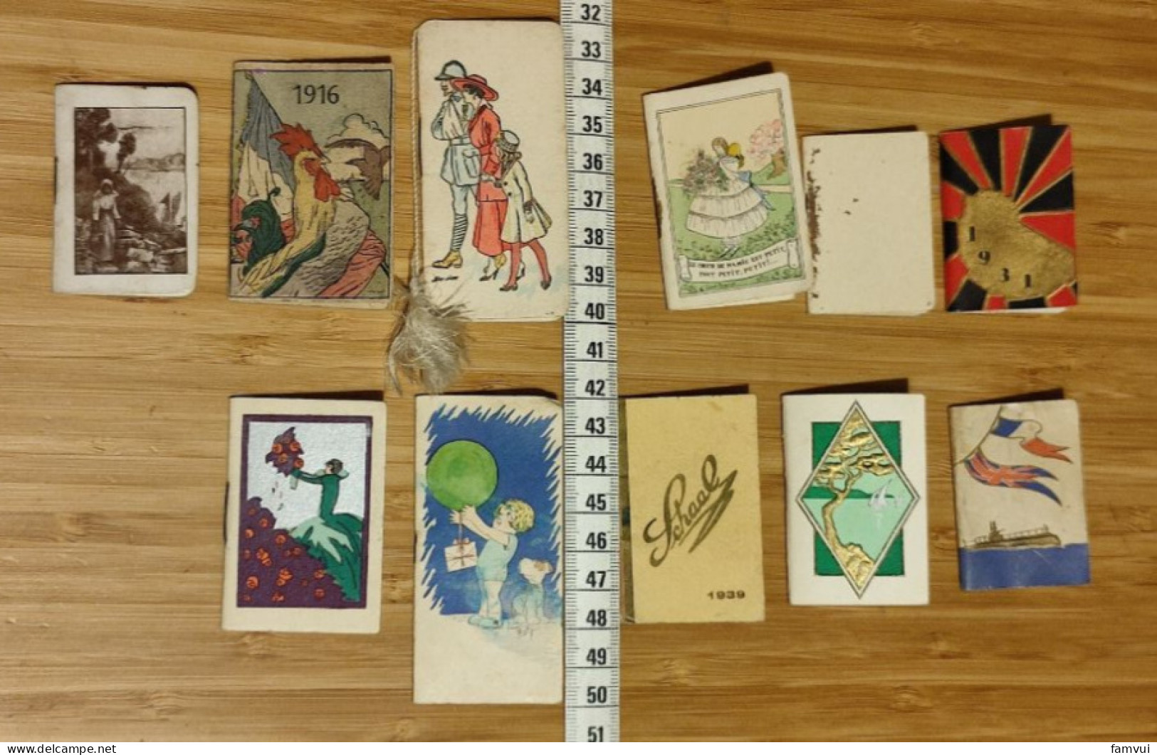 Lot De 11 Tout Petits Calendriers Papier De Sac à Main :1914, 1916, 1918, 1930, 1930, 1931, 1932, 1933, 1939, 1946, 1949 - Petit Format : 1901-20