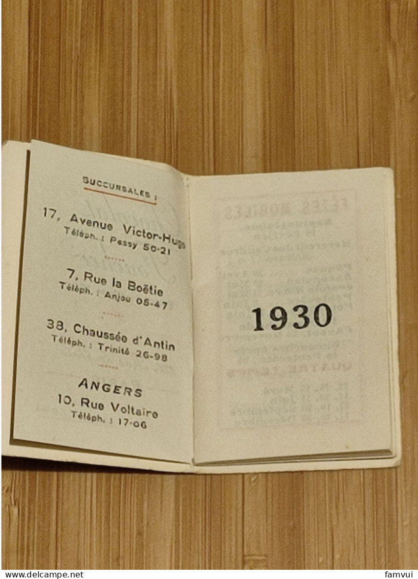 lot de 11 tout petits calendriers papier de sac à main :1914, 1916, 1918, 1930, 1930, 1931, 1932, 1933, 1939, 1946, 1949