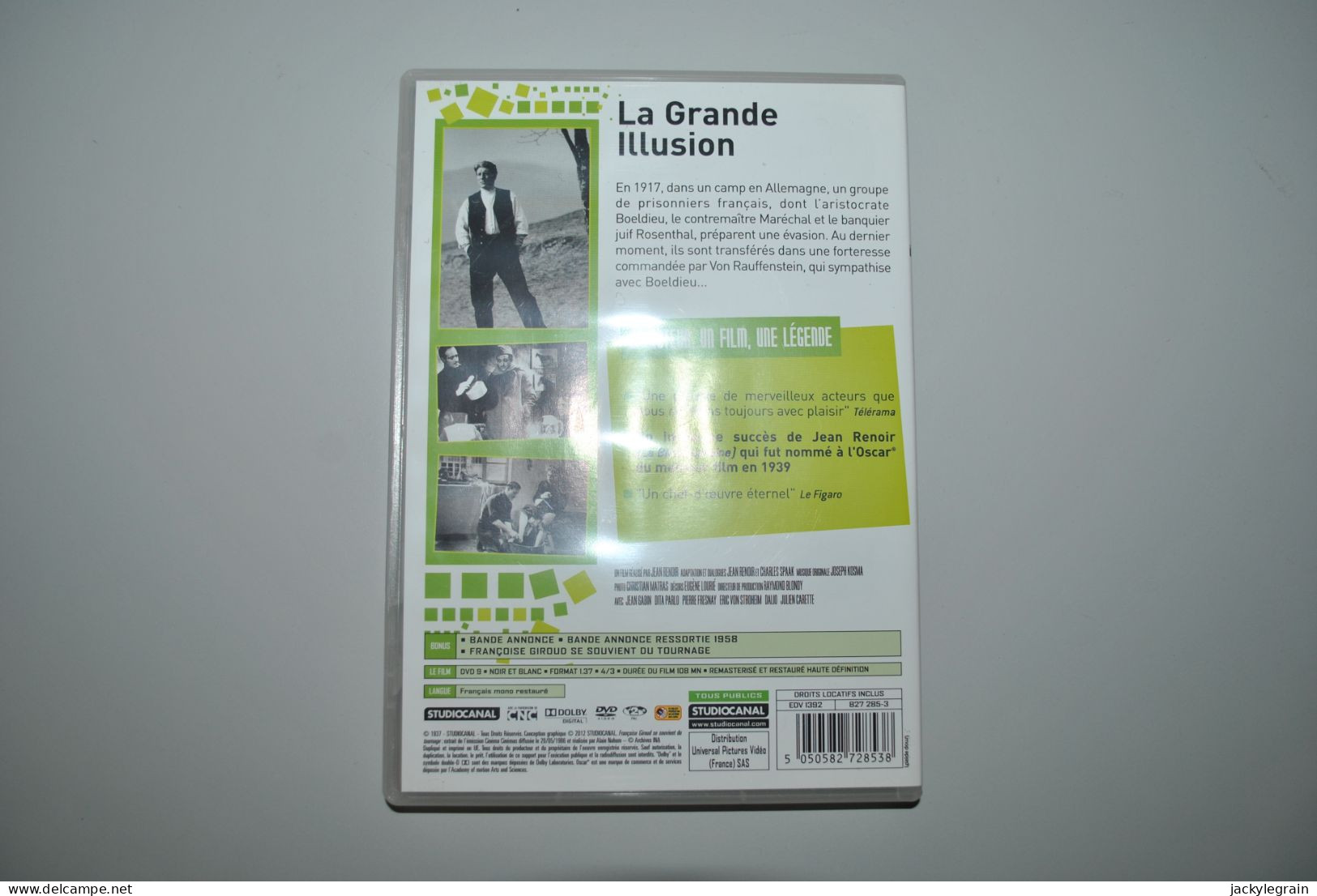 DVD "Grande Illusion"/Renoir/Gabin Comme Neuf Vente En Belgique Uniquement Envoi Bpost 3 € - Classiques