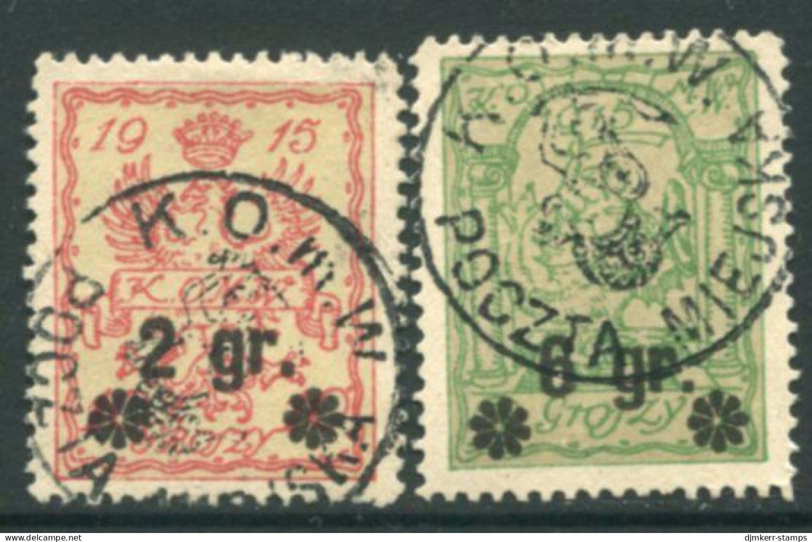 WARSAW CITY POST 1916 Surcharges With Stars Used.  Michel 9-10 - Usados