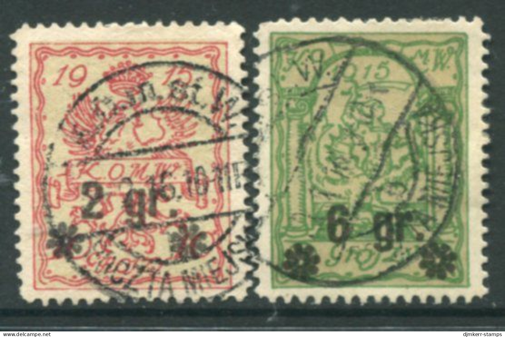 WARSAW CITY POST 1916 Surcharges With Stars Used.  Michel 9-10 - Usati