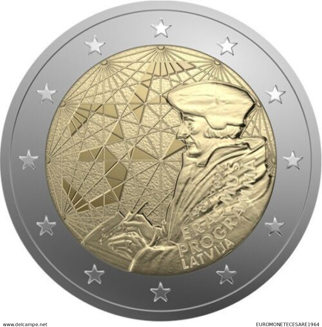 2 EURO LETTONIA   2022 COMMEMORATIVO ERASMUS PROGRAMME   FIOR DI CONIO     B.U. FROM ROLLS - Lettonie