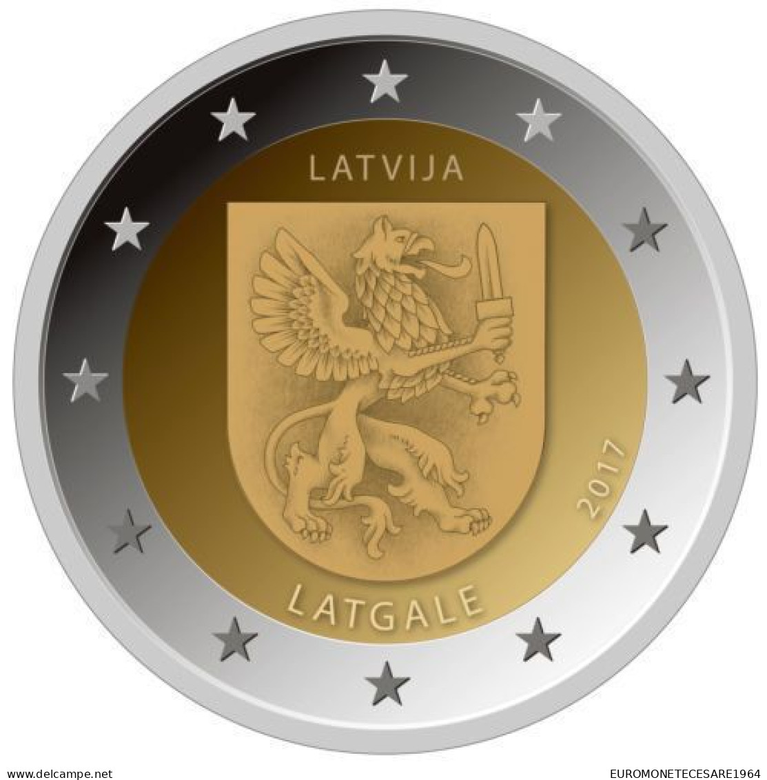 2 EURO LETTONIA   2017 COMMEMORATIVO LATGALLIA REGIONE   FIOR DI CONIO     B.U. FROM ROLLS - Lettland