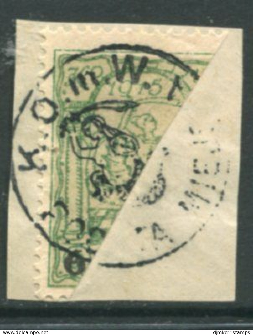 WARSAW CITY POST 1915 Surcharges With Small Numeral 6 Bisecte,d Used On Piece.  Michel 8 - Used Stamps