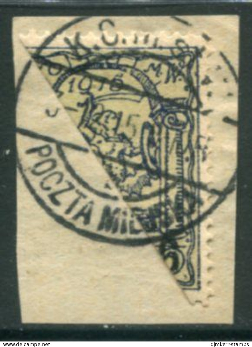 WARSAW CITY POST 1915 Surcharge With Large Numeral 6 Bisected, Used On Piece..  Michel 6 - Used Stamps