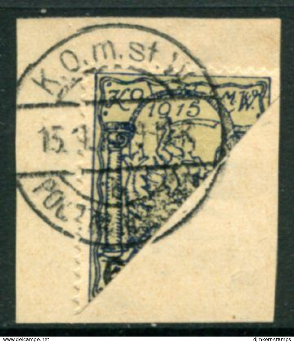 WARSAW CITY POST 1915 Surcharge With Large Numeral 6 Bisected, Used On Piece..  Michel 6 - Gebruikt