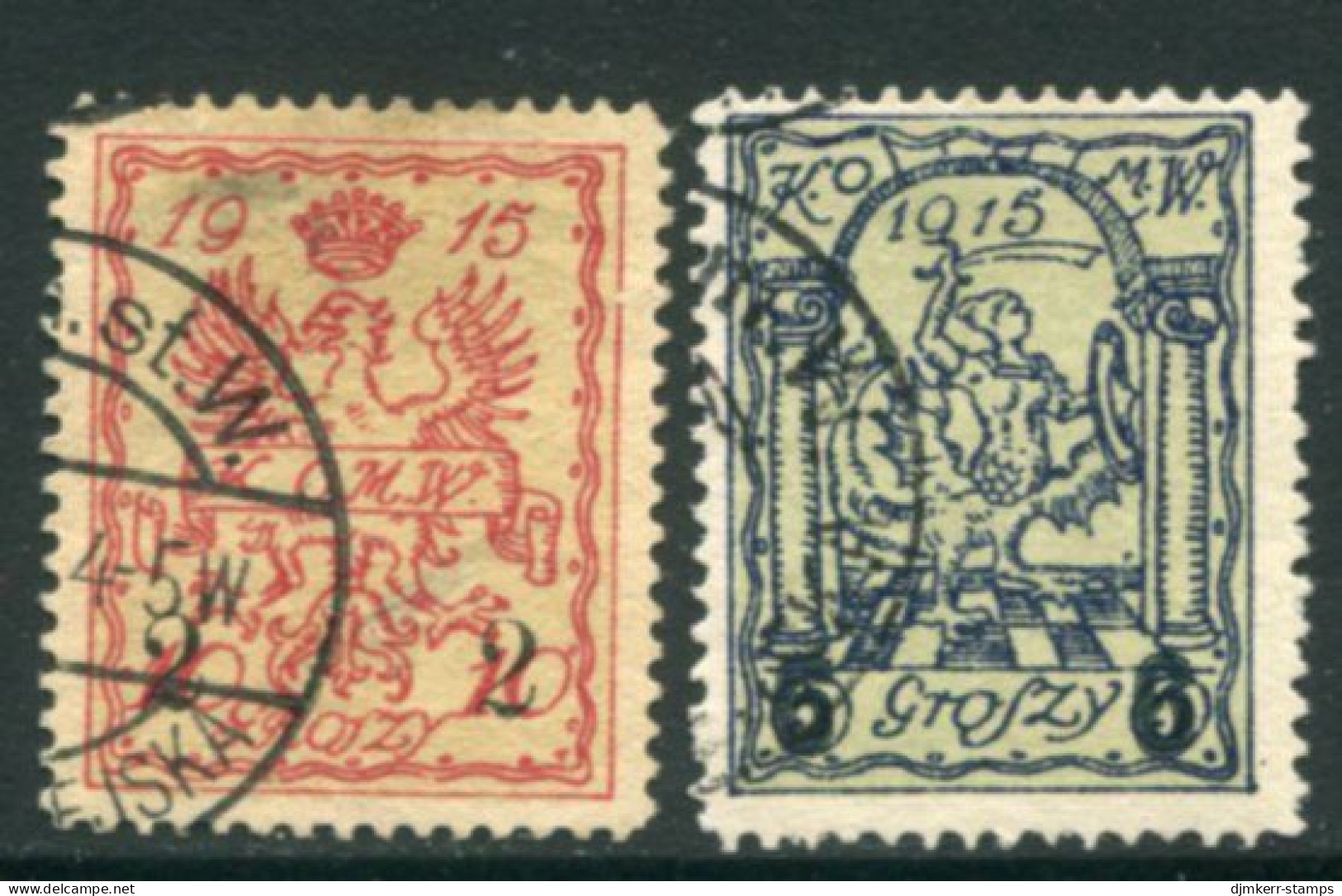 WARSAW CITY POST 1915 Surcharges With Large Numerals Used..  Michel 5-6 - Usati