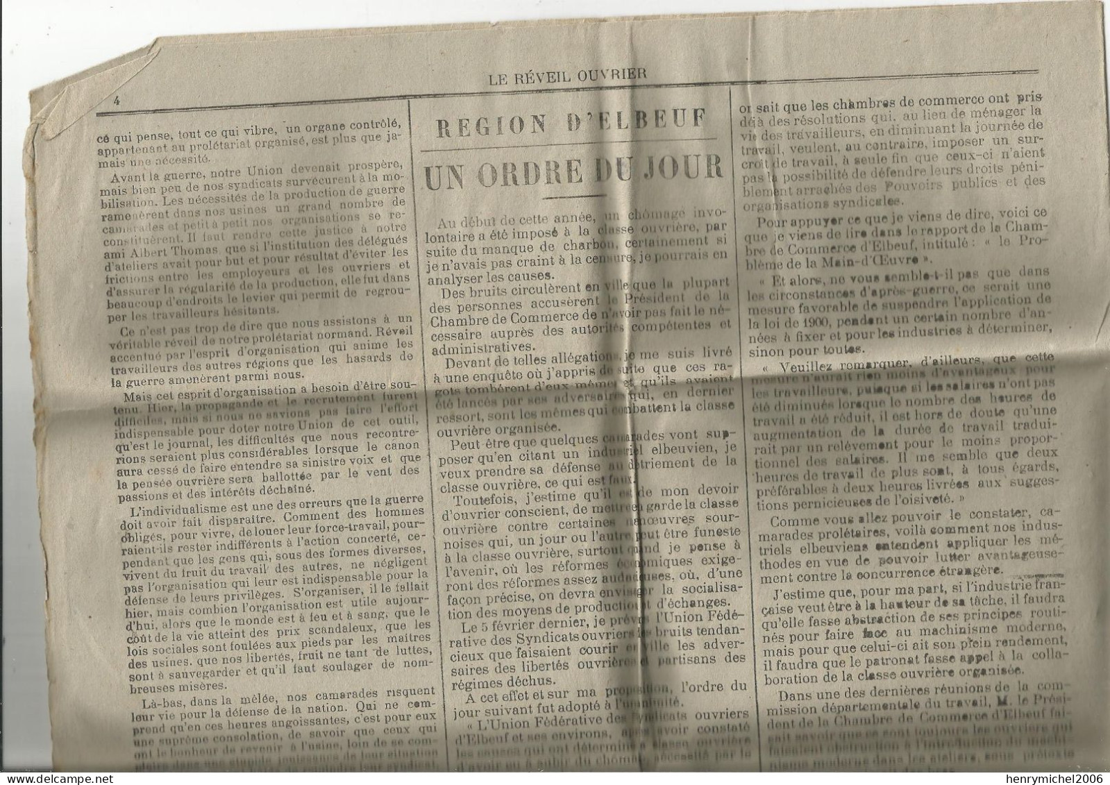 Journal Le Reveil Ouvrier N1 Mai 1918 Seine Inférieure 76 Rouen Le Havre Elbeuf Misère Des  Familles D'évacuées Guerre . - 1914-18