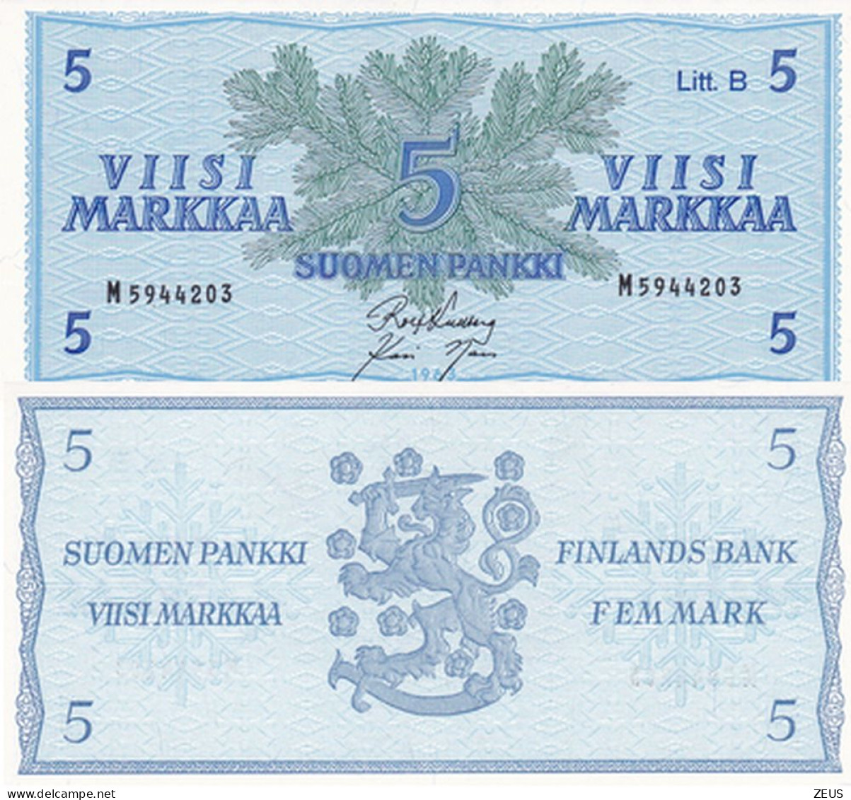 FINLANDIA 5 MARKKAA 1963 PIK 106A FDS - Finland