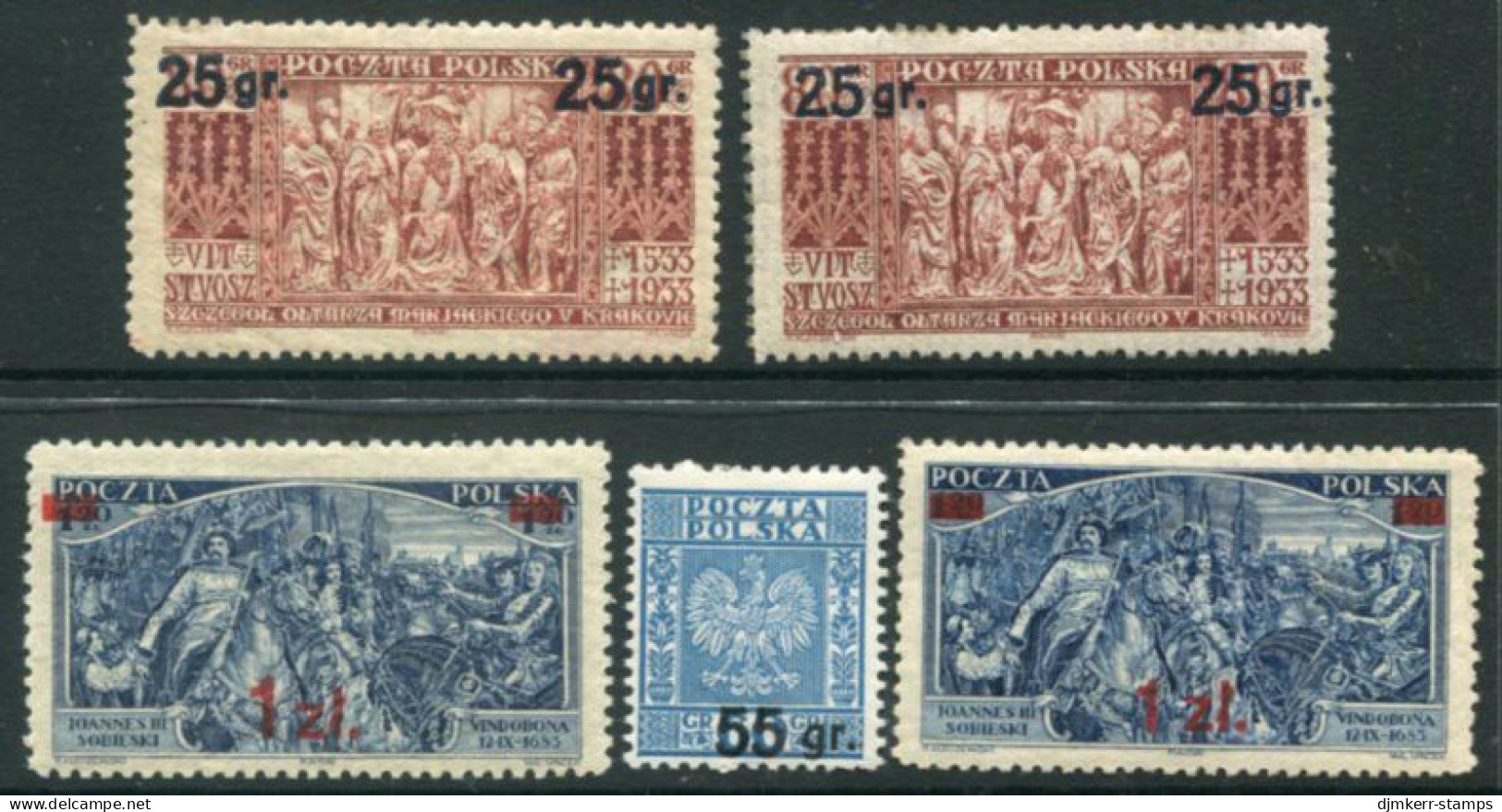 POLAND 1934 Surcharges With Types, LHM / *.  Michel 291 IB, 291 II, 292, 293 I+II - Ongebruikt