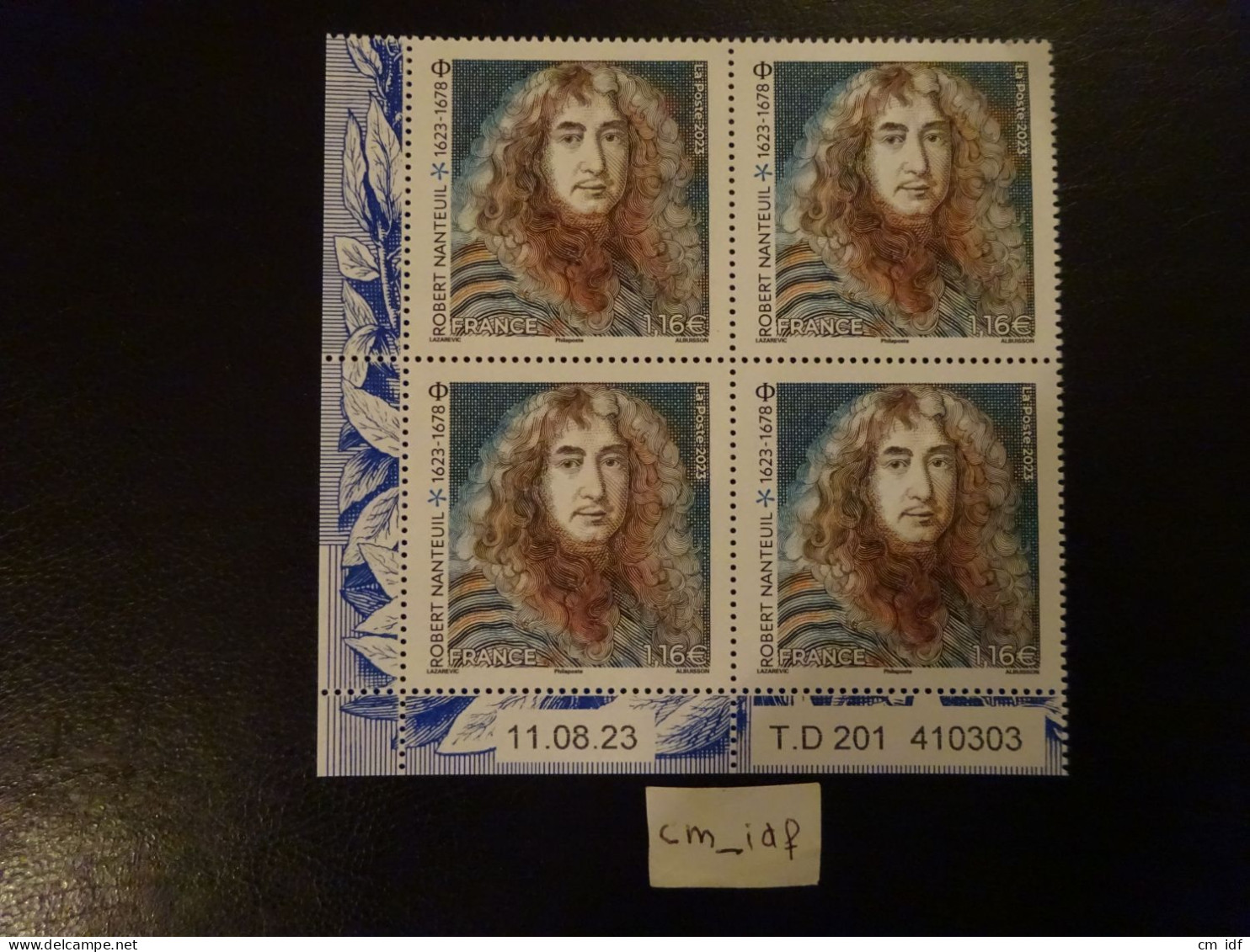 2023 FRANCE BLOC COIN DATÉ DE 4 TIMBRES 11.08.23 T.D 201 1,16 " ROBERT NANTEUIL 1623 - 1678 " Neuf** DESSINATEUR - 2020-…