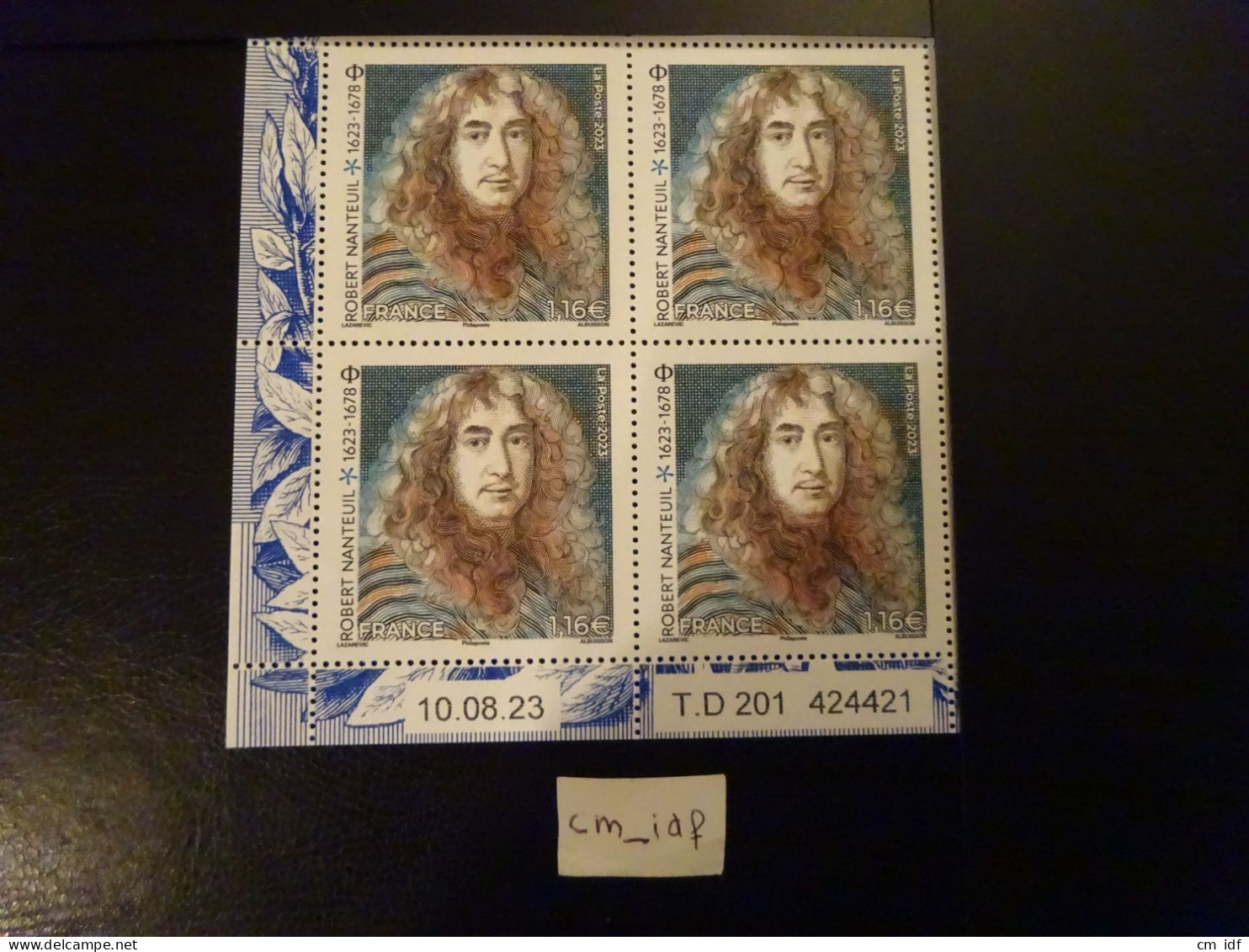 2023 FRANCE BLOC COIN DATÉ DE 4 TIMBRES 10.08.23 T.D 201 1,16 " ROBERT NANTEUIL 1623 - 1678 " Neuf** DESSINATEUR - 2020-…