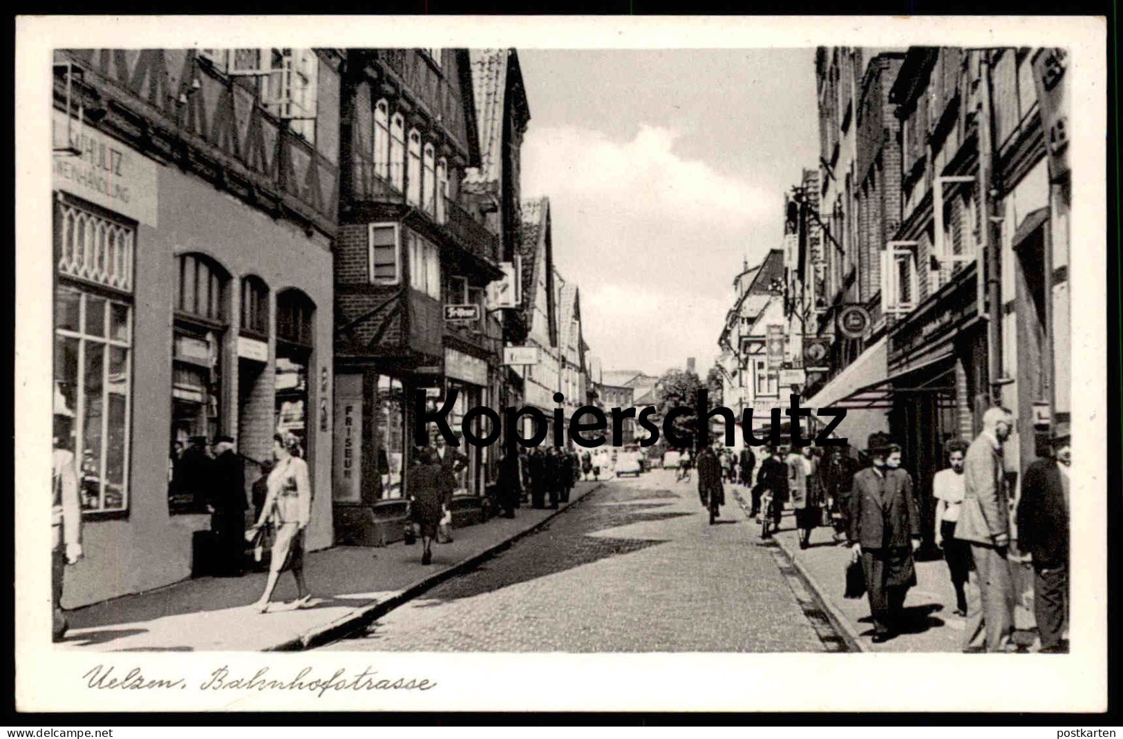 ÄLTERE POSTKARTE UELZEN BAHNHOFSTRASSE SCHULTZ ...HANDLUNG FRISEUR Ansichtskarte AK Cpa Postcard - Uelzen