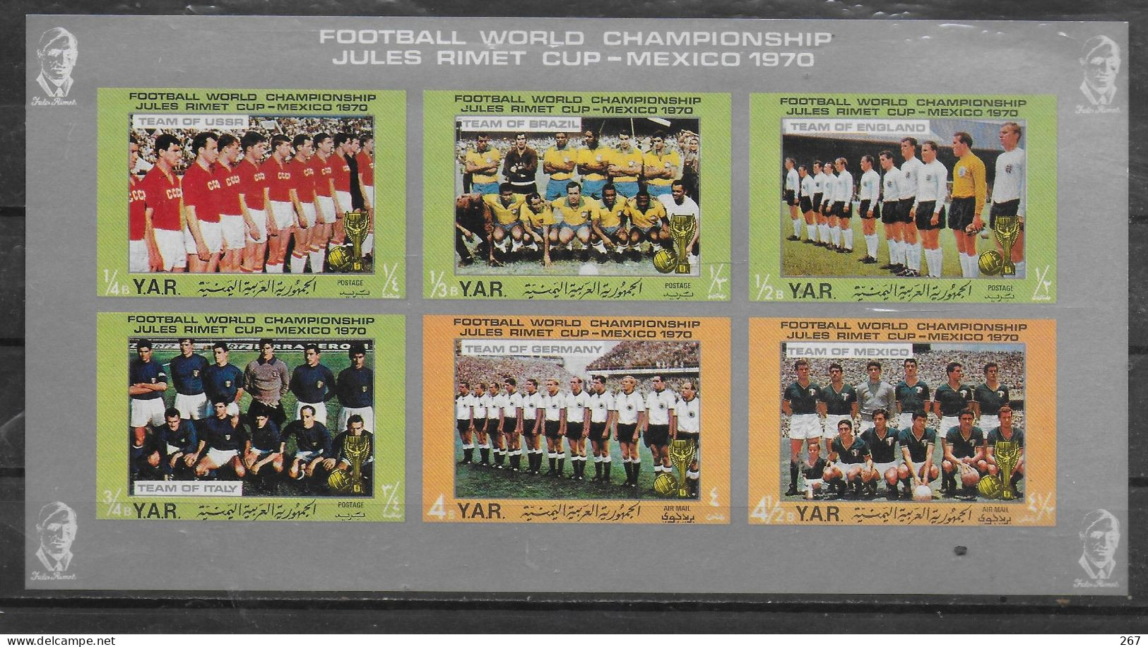 YEMEN Feuillet  N° 226 PA 117  * * NON DENTELE  Cup  1970   Football  Fussball Soccer - 1970 – Mexique