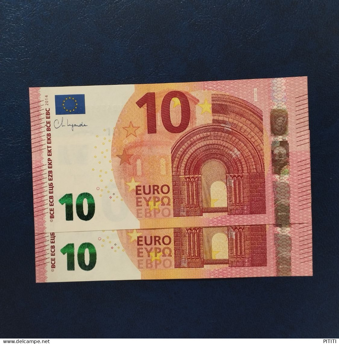 EURO SPAIN 10 V012B1 VB LAGARDE UNC, PAIR CORRELATIVE - 10 Euro