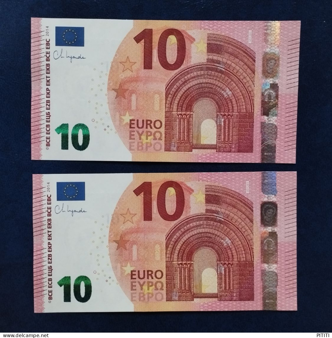 EURO SPAIN 10 V012B1 VB LAGARDE UNC, PAIR CORRELATIVE RADAR2 - 10 Euro