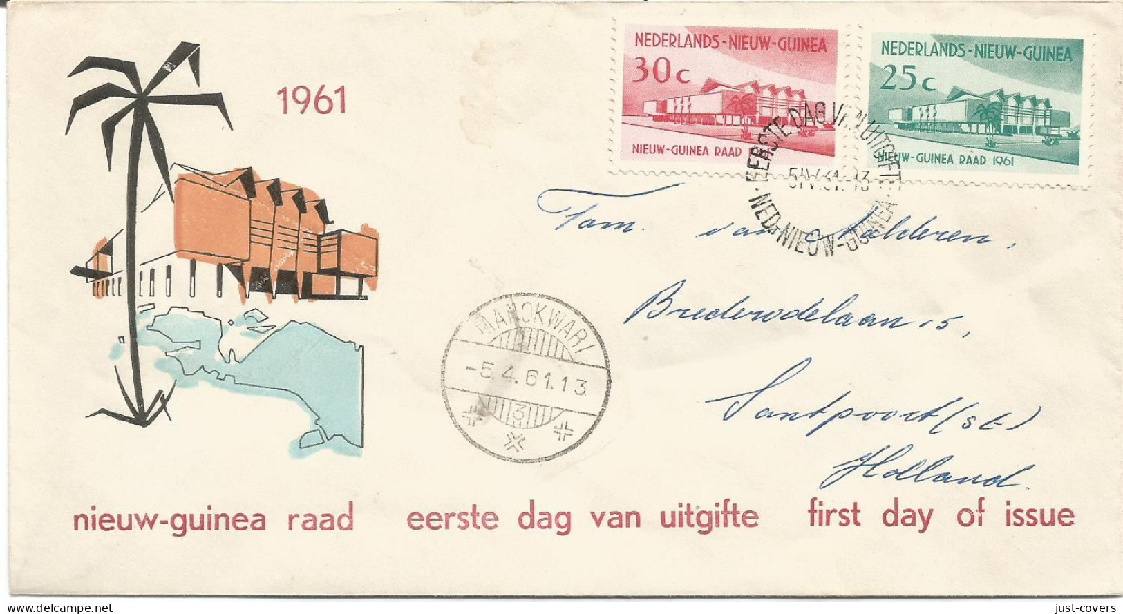 Netherlands New Guinea Scott 41 - 42 Complete FDC..........................................DR2 - Nueva Guinea Holandesa