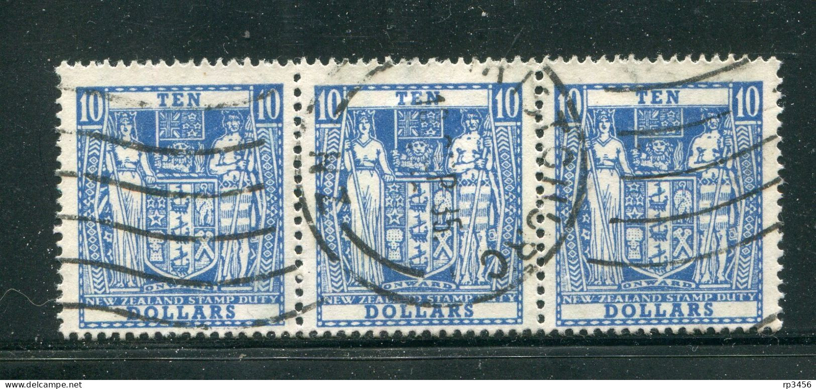 "NEUSEELAND" "Stamp Duty", 3er-Streifen Je Mit "10 Dollars" Gestempelt (2231) - Fiscaux-postaux