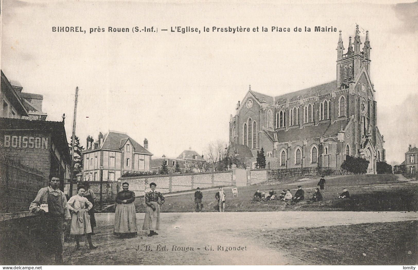 76 Bihorel église , Presbytère Et La Place De La Mairie CPA - Bihorel