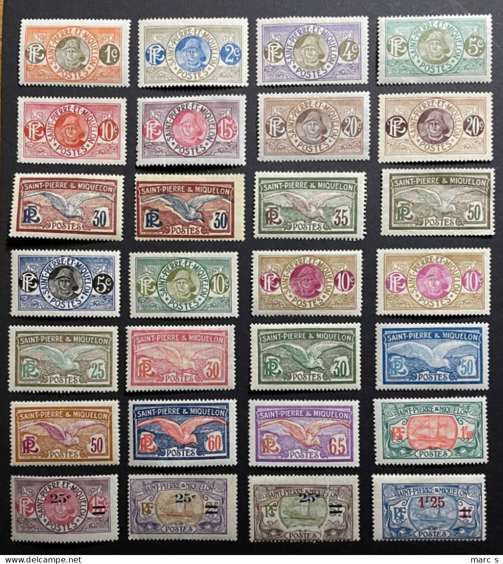 SPM 1909 / 1927 - NEUF*/MH - Lot Entre YT 78 Et YT 128 - Tous Différents - Lire Descriptif - Ungebraucht