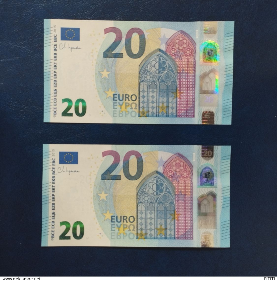 EURO BULGARIA 20 F002F2 FM LAGARDE UNC, PAIR CORRELATIVE - 20 Euro