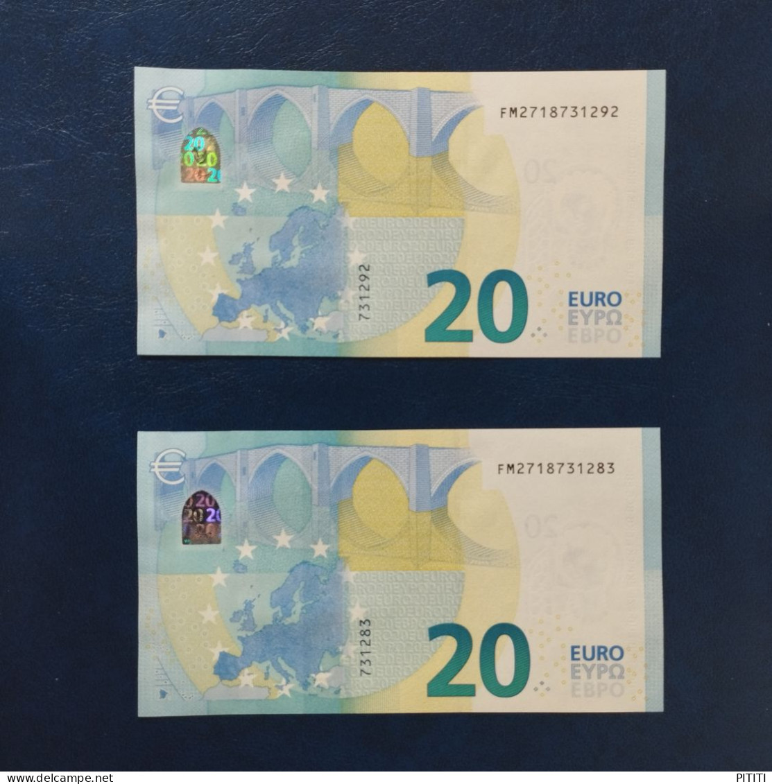 EURO BULGARIA 20 F002F2 FM LAGARDE UNC, PAIR CORRELATIVE - 20 Euro