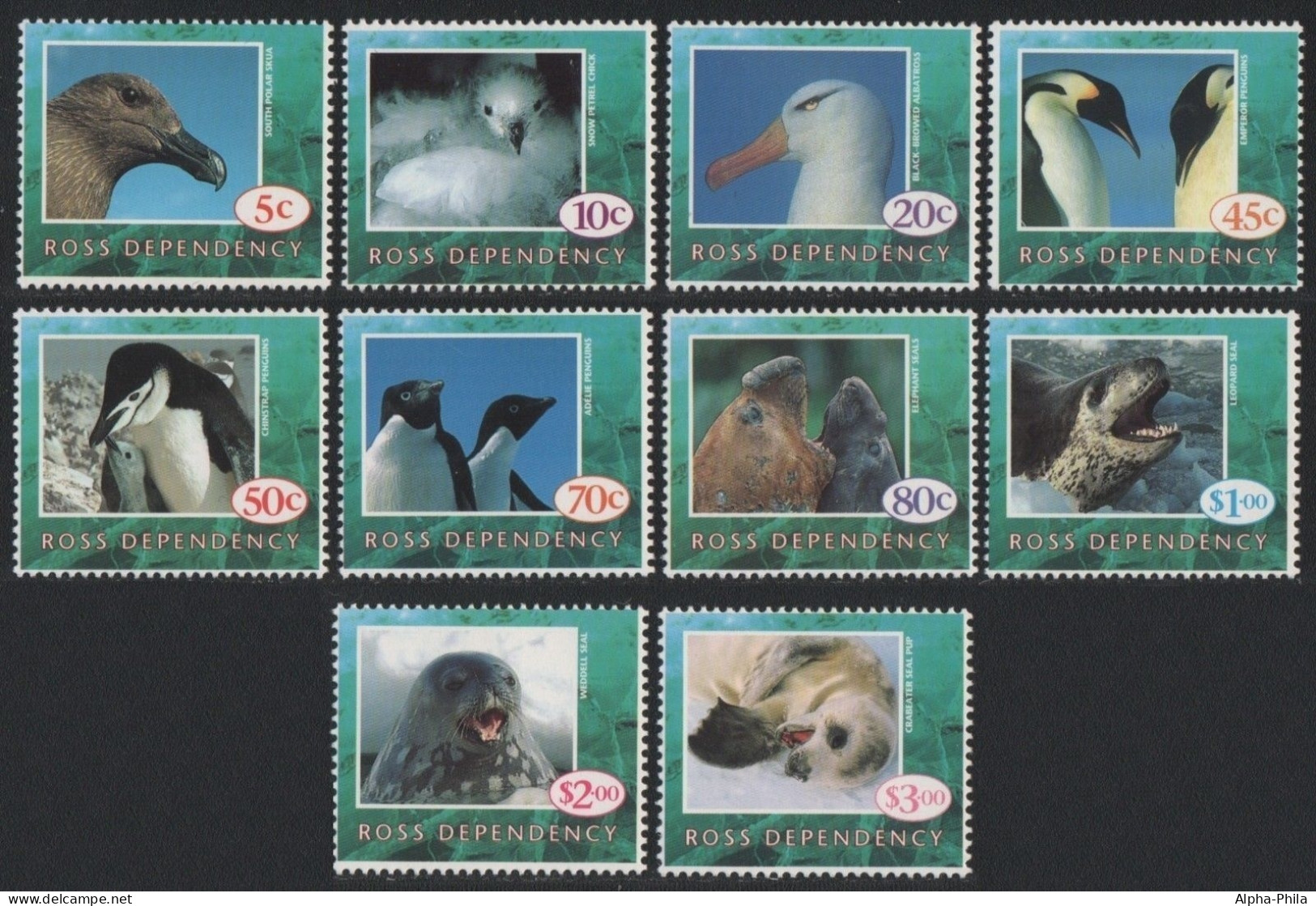 Ross-Gebiet 1994 - Mi-Nr. 21-30 ** - MNH - Vögel, Robben / Birds, Seals - Unused Stamps