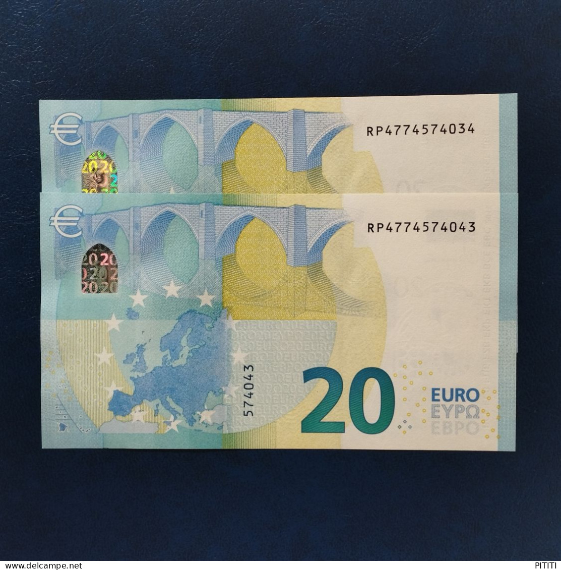 EURO GERMANY 20 R021A1 RP LAGARDE UNC, PAIR CORRELATIVE RADAR2 - 20 Euro