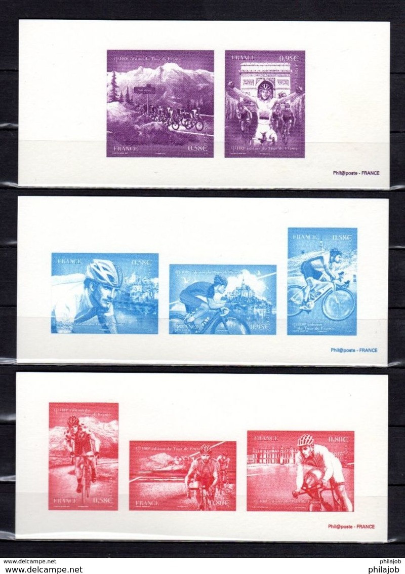 " 100ème EDITION DU TOUR DE FRANCE " Sur 3 Gravures Officielles De 2013  . N° YT 4755 à 4762 En Parfait état ! - Wielrennen